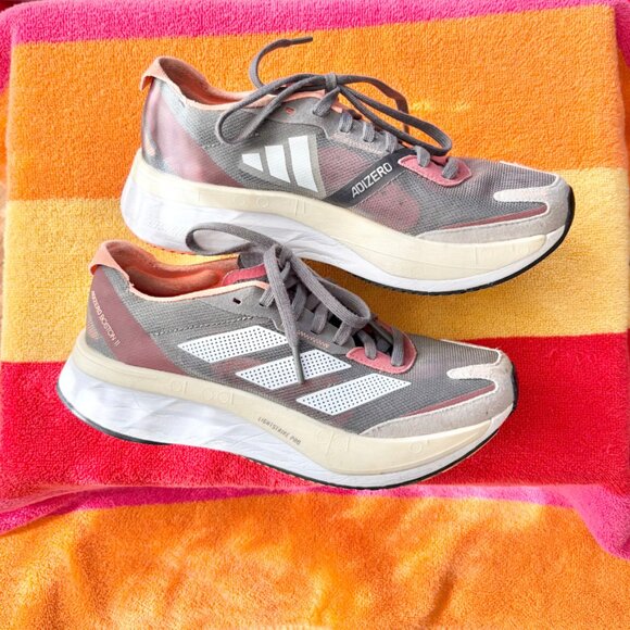 Adidas Adizero Boston 11 Gray Beam Orange size 6 women's - Picture 10 of 10